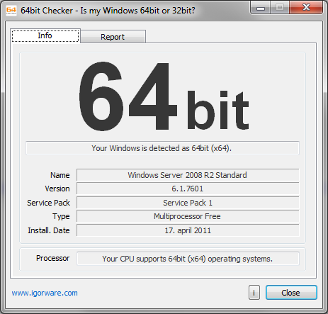 Click to view 64bit Checker 1.1 screenshot